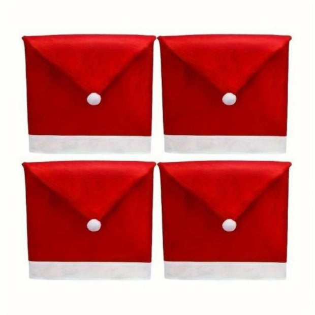 Christmas Chair Covers, Santa Claus Hat Slipcover Xmas Chair Back Cover For Christmas Din