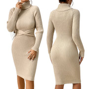 Autumn And Winter Outfit High-neck Slim-fit Sweater Dress