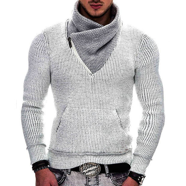 Fashion Pocket High Neck Slim Fit Sweater Knit Coat