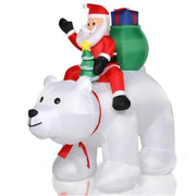 6ft 15W 7pcs LED Lights Santa Claus Rides Polar Bear Garden Santa Claus Decoration