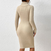 Autumn And Winter Outfit High-neck Slim-fit Sweater Dress