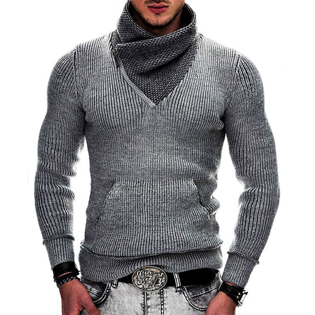 Fashion Pocket High Neck Slim Fit Sweater Knit Coat
